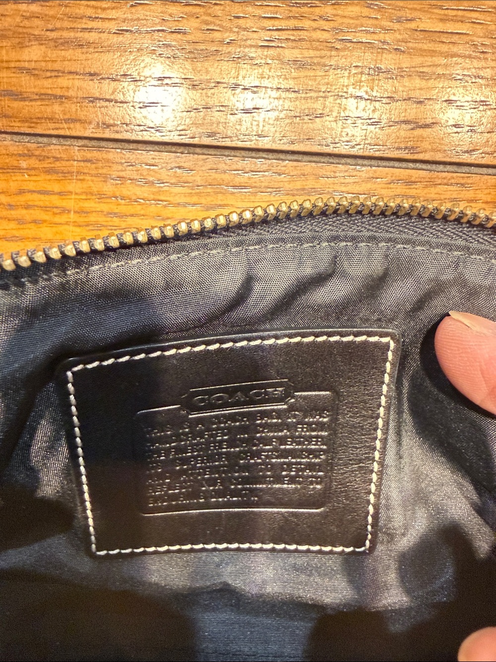 Coach Black Embossed Signature Leather Pouch - Picture 3 of 5